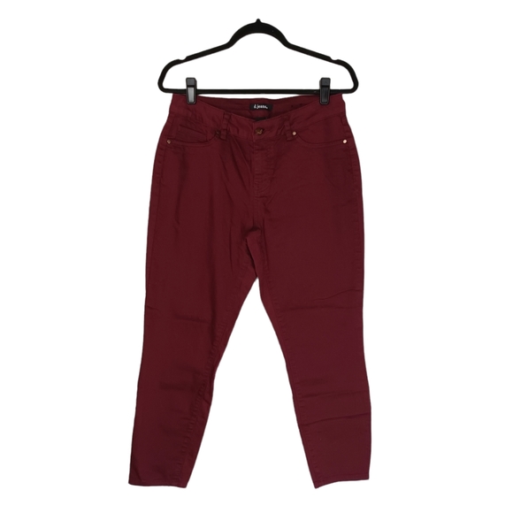 D.JEANS Burgundy Red Skinny High Waist Colored Pants 10 (Medium) - Picture 1 of 7